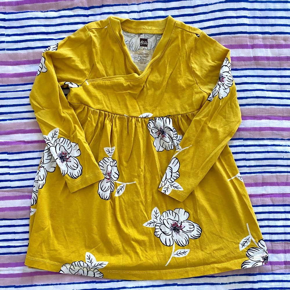 Flowered 3T Tea Long Sleeved Dress